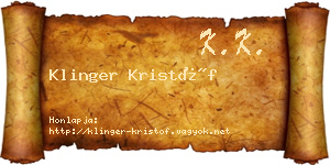 Klinger Kristóf névjegykártya