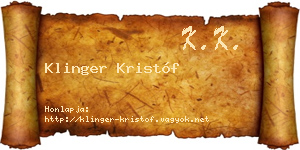 Klinger Kristóf névjegykártya